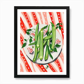 Okra Summer Illustration 3 Art Print