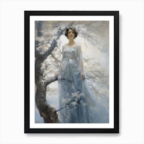 Lady In A Blue Dress Art Print