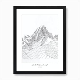 Mount Logan Canada Line Drawing 1 Poster Art Print