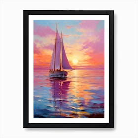 Sailboat At Sunset 8 Art Print