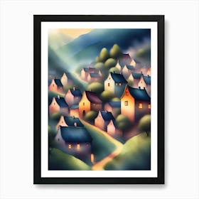 Village In The Mountains Art Print