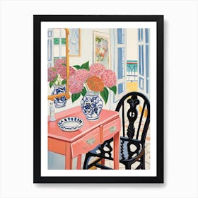 Bathroom Vanity Painting With A Hydrangea Bouquet 3 Art Print