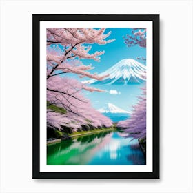 Cherry Blossoms In Japan Cherry Blossoms Mount Fuji Japan 4 Art Print