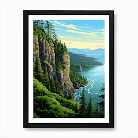 Columbia River Washington Retro Pop Art 7 Art Print