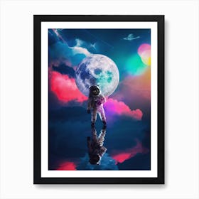 Astronaut Nasa And Moon Reflection Art Print