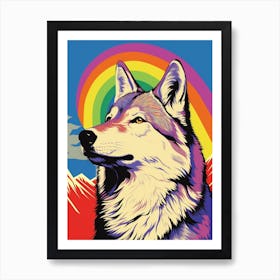 Tundra Wolf Retro Film Colourful 4 Art Print