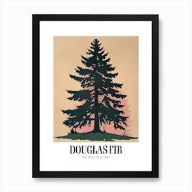 Douglas Fir Tree Illustration Colourful 4 Poster Art Print
