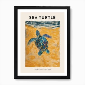 Sea Turtle On The Beach Crayon Doodle Poster 1 Art Print