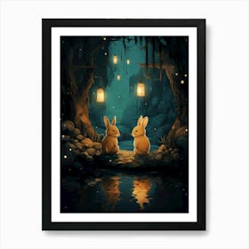 Fireflies and Rabbits Art Print