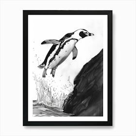 King Penguin Diving Into The Water 2 Art Print