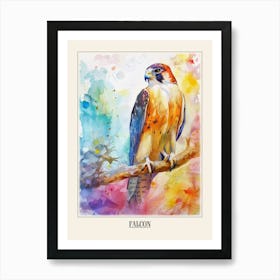 Falcon Colourful Watercolour 3 Poster Art Print