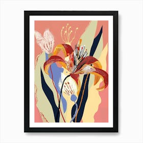 Colourful Flower Illustration Kangaroo Paw Flower 1 Art Print