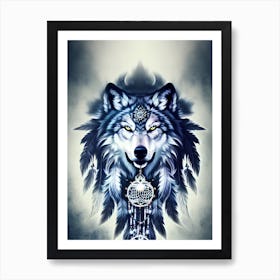 Dreamcatcher Wolf Art Print