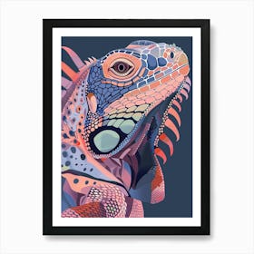Fiji Crested Iguana Abstract Modern Illustration 4 Art Print
