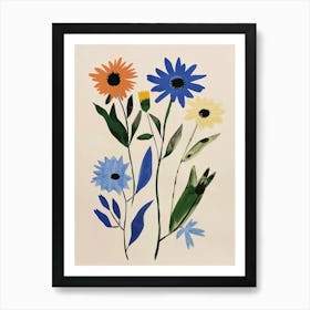 Painted Florals Cornflower 3 Art Print