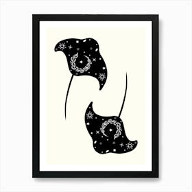 Sting Rays Monoline Hand Drawing Aesthetic Illustration Art Print