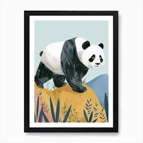 Giant Panda Walking On A Mountrain Storybook Illustration 3 Art Print