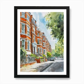 Kensington And Chelsea London Borough   Street Watercolour 3 Art Print