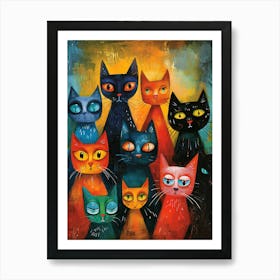 Beautiful Painting Funky Cats 3 Art Print