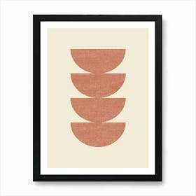 Half-circle Mid-century Style Minimal Abstract Monochromatic Composition - Warm Orange Art Print