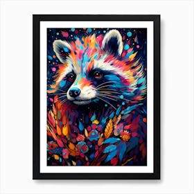 A Common Raccoon Vibrant Paint Splash 1 Art Print