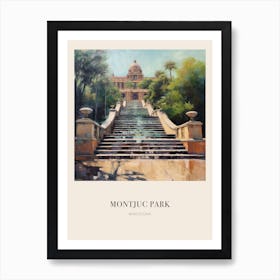 Montjuc Park Barcelona 3 Vintage Cezanne Inspired Poster Art Print