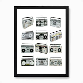 Boomboxes Music Print Poster