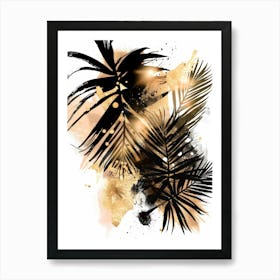 Gold And Black Palm Leaves 10 Art Print