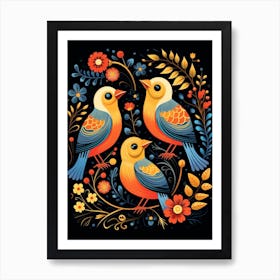 Folk Bird Illustration American Goldfinch 4 Art Print