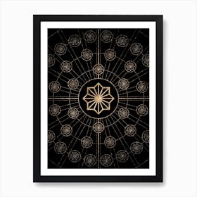 Geometric Glyph Radial Array in Glitter Gold on Black n.0371 Art Print