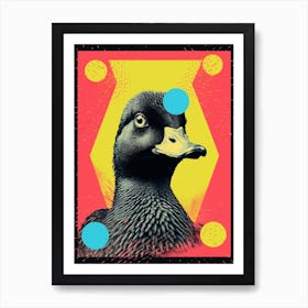 Black Abstract Geometric Duck Risograph Inspired Print 4 Art Print