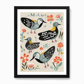 Folk Style Bird Painting Grey Plover 1 Art Print