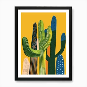 Saguaro Cactus Minimalist Abstract Illustration 2 Art Print