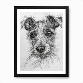 Parson Russell Terrier Dog Line Sketch  3 Art Print