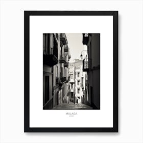 Poster Of Malaga, Spain, Black And White Analogue Photography 3 Art Print