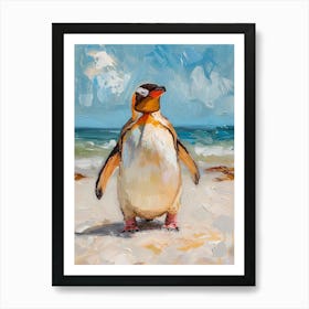 Adlie Penguin Fernandina Island Oil Painting 2 Art Print