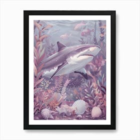 Purple Bull Shark In The Ocean Art Print