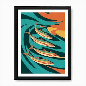 Four Sardines In The Ocean Art Print