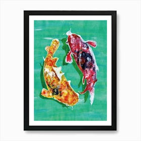 Yin Yang Koi Fish painted by Paoling Rees Art Print