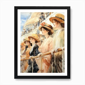 Titanic Ladies On Ship Watercolour 7 Art Print