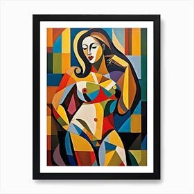 Woman Portrait Cubism Pablo Picasso Style (17) Art Print