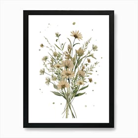 Watercolor Flowers Bouquet Art Print