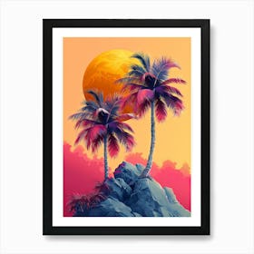 Palm Trees In Front Of The Moon Art Print