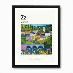 Kids Travel Alphabet  Zurich 2 Art Print