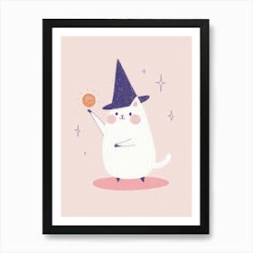 Cute Cat on Pink background Art Print