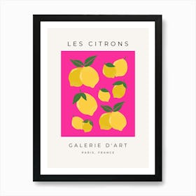 Les Citrons | 02 - Retro Lemon Hot Pink Art Print