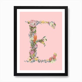 E Pink Alphabet Letter Art Print