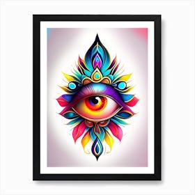 The Ajna Chakra, Symbol, Third Eye Tattoo 4 Art Print