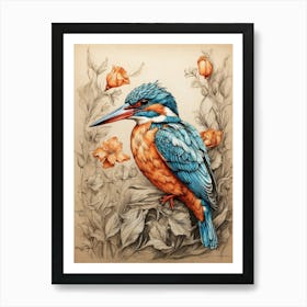 Default Kingfisher William Morris Style Bird Art Print 0 Art Print