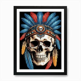 Skull Indian Headdress (26) Art Print